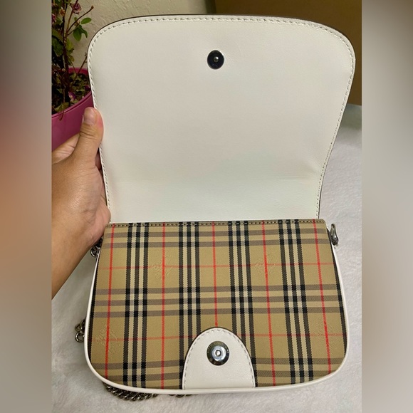 Like New Burberry Calfskin 1983 Knight Check Link Shoulder Bag - Picture 9 of 14